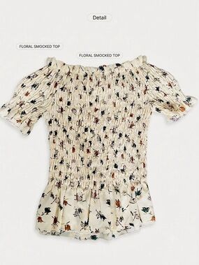 Smocked Floral Off-Shoulder Blouse in Ivory|Vacation outfit